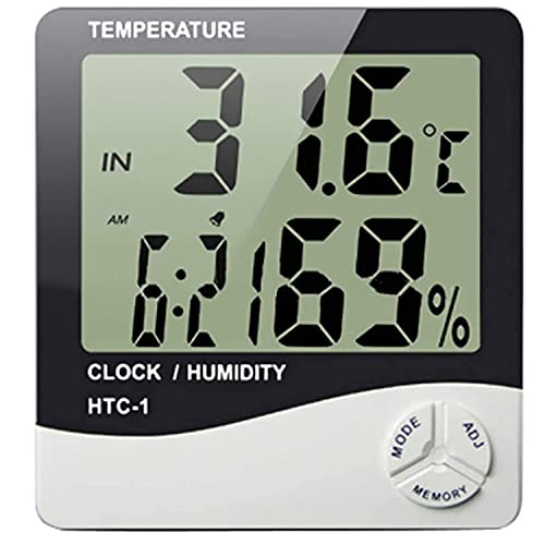 SKADIOO room temperature meter digital | temperature meter / Humidity Tester / hygrometer with Alarm Clock, Temperature Sensor | table clock | led monitor with temperature sensor | digital clock |digital clock for home (Silver)