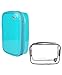 JAVOedge (2 PCS SET Blue Bold Colored Double Zipper Cosmetic Travel Bag with Handle + Clear PVC Cosmetic/Toiletry Bag