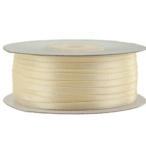 Ben Collection 1/8" X 100 Yard Double Faced Satin Ribbon Art & Sewing Party Favor (Ivory)