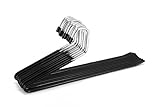 Jeronic 20 Pack Slack Pant Hangers Trousers Jean Hangers, Open Ended Pants Easy Slide Organizers, Chrome and Black Friction (Kitchen)