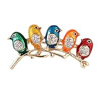 Tcplyn Premium Quality Women Girls Birds In The Branch Crystal Brooch Pin Fashion Vintage Exquisite Dress Scarves Shawl Clip Brooch Wedding Party Accessory Jewelry Gift