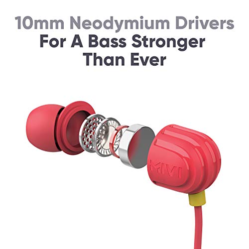 Mivi Rock and Roll W1 Wired Earphones with HD Sound and Powerful Bass with Mic-Red