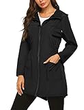 Besshopie Rain Jacket Women Lightweight Packable Waterproof Hooded Long Raincoat Outdoor S-XXL