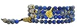 Handmade Zen Elastic String Simulated Blue Sea Sediment Jasper Stone 108 Prayer Beads Mala Wrap Bracelet with Removable Charm
