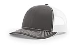 Richardson Charcoal/White 112 Mesh Back Trucker Cap Snapback Hat w/THP No Sweat Headliner