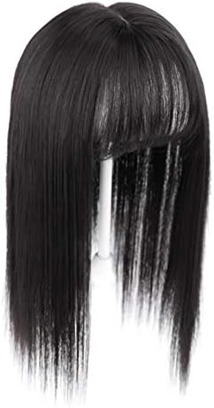 MaitianGuyou Synthetic Crown Clip in/on Hairpiece with Hair Bangs Hair Topper Wiglet for Thin Hair(14"/35cm,Natural Black)
