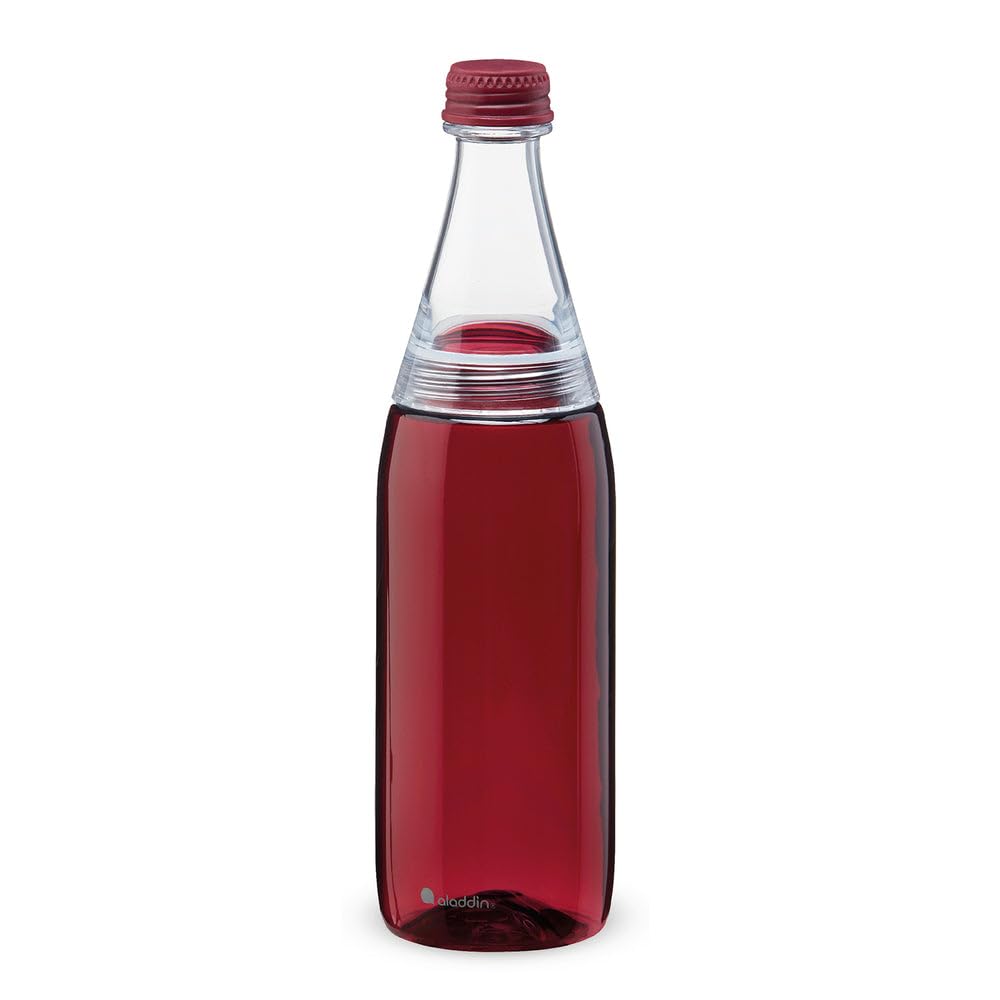 Aladdin Fresco Twist & Go Water Bottle 0.7L Burgundy Red – Two-way Leakproof Lid for Easy Filling and Cleaning - Carbonated Beverage Friendly - BPA-Free - Smooth Drinking Spout - Dishwasher Safe