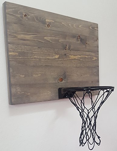 Weathered Grey Wood Basketball Hoop. Wall Mounted Indoor Basketball Hoop