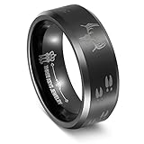 Three Keys Jewelry 8mm Skull Deer Head Track Tungsten Ring Black Hunting Ring Wedding Band Engagement Ring