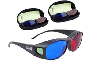 BIAL 3 Pack Red-Blue 3D Glasses with Glasses Case/Cyan Anaglyph Simple Style 3D Glasses 3D Movie Game-Extra Upgrade Style (3PCS)