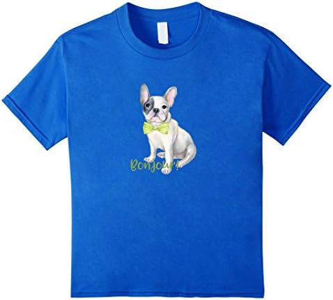 Kids Bonjour French Bulldog with a Bow Tie T-Shirt 4 Royal Blue