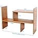 VSADEY Desk Storage Organizer Bamboo Adjustable Desktop Organizer Display Shelf Rack Bookshelf, Office Supplies Desk Organizer, Natural Wood