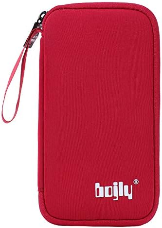 Bojly Electronics Accessories Bag, Hard drive Case Waterproof Nylon Protective Storage Bag with 2 Inner Open Pockets for Phone, USB Key, Earphone Cable, Red