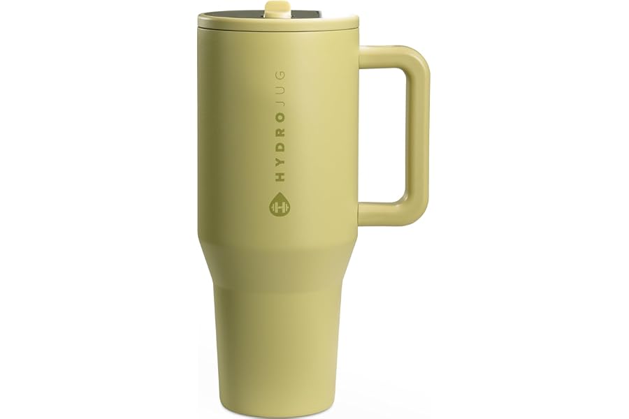 HydroJug Traveler - 40 oz Water Bottle with Handle & Flip Straw - Fits in Cup Holder, Leak Resistant Tumbler-Reusable Insulat Book