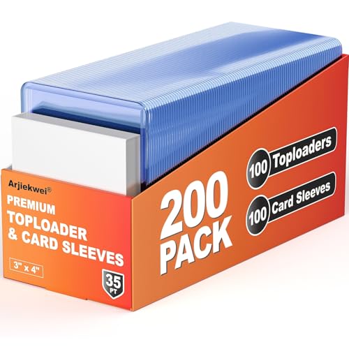 Photo 1 of ***********MISSING 1/4 OF THEM***************
200 Card Sleeves Top Loaders for Cards, Arjiekwei 3"X4" Baseball Cards Protectors Hard Plastic, Premium Toploaders Holder for Trading Sports Football Game Card(100 Top Loaders + 100 Penny Sleeves)