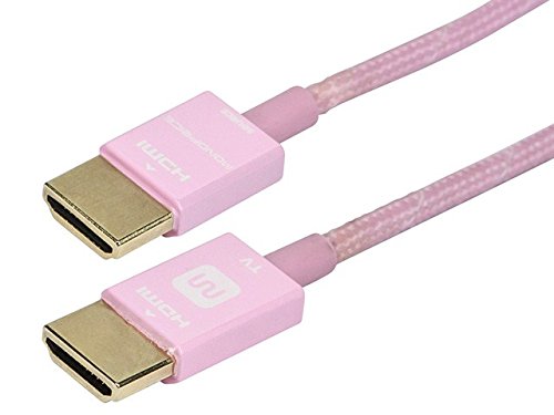 Monoprice 10ft 18Gbps Ultra Slim Series High Performance HDMI Cable with RedMere, Pink