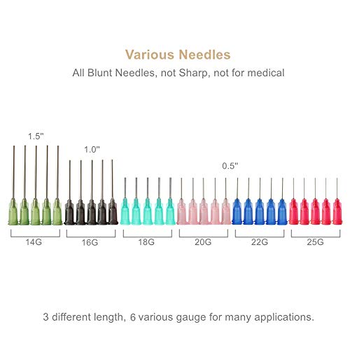 BSTEAN 30 Pack - 1ml, 3ml, 5ml,10ml, 20ml Syringes with 14ga, 16ga,18ga, 20ga, 22ga and 25ga Blunt Tip Needles and Caps for Refilling and Measuring Liquids, Vape, Oil or Glue Applicator