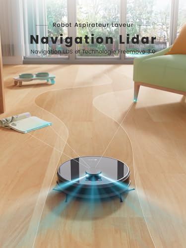 Lefant M1 2-in-1 Robot Vacuum Cleaner, 5500Pa, LiDAR Navigation, Multi-Stage Mapping, Virtual Areas, Connected by Alexa/APP/WiFi, Ideal for Pet Hair, Carpets and Hard Floors, Black