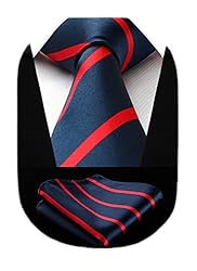 HISDERN Plaid Tie Handkerchief Woven Classic Stripe