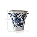 Zeesline Cobalt Blue and White Two-Handled Porcelain Cachepot Planter, Decorative Home & Garden Vase Pot