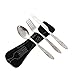 MayULike Camping Cutlery Utensils Set of Military Grade Stainless Steel Fork, Spoon and Knife (Black)