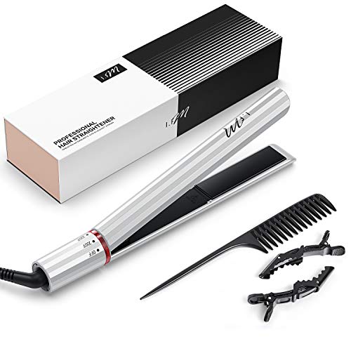 Professional Hair Straightener, Flat Iron for Hair Styling: 2 in 1 Tourmaline Ceramic Flat Iron for All Hair Types with Rotating Adjustable Temperature and Salon High Heat 250°F-450°F, 1 Inch, Slive