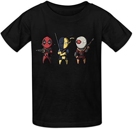 Kidsloveit Kids Boys Girls Deadpool Deathstroke Deadshot Graphic T-Shirts L Black