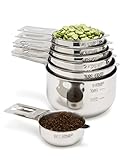Measuring Cups 7 Piece with ⅛ Cup Coffee Scoop by Simply Gourmet. Stainless Steel Measuring Cup Set. Liquid Measuring Cup or Dry Measuring Cup. Stainless Measuring Cups with Nesting Cups Feature