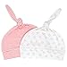 Tot Spot Baby Newborn Baby Hat/Beanie/Cap with Knot for Boys Girls 0-6 Months 100% Pure Organic Cotton GOTS Certified for Autumn Winter Summer ((Pack 2) Blush Pink, White)