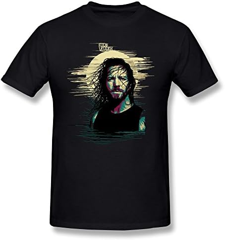 YvonneArt Men's Eddie Vedder Poster Pattern T-shirt Black Large