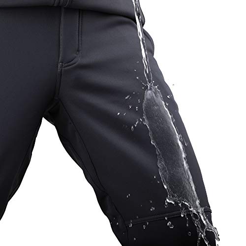 Men's Warm Softshell Fleece Lined Hiking Ski Pants Water Repellent Windproof
