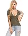 Beyove Women's Deep V T-Shirt Summer Short Sleeve Loose Casual Top Army Green