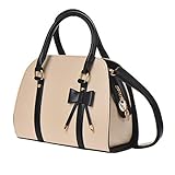 Handbag Shoulder Bag Hot Womens Vintage Messenger Tote with Bow (Beige-A)