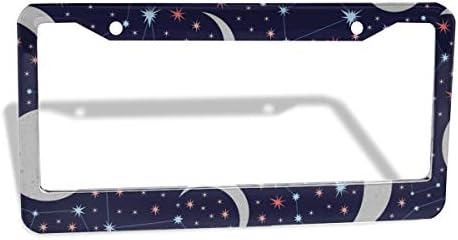 アルミナンバーフレーム ビューティー ナンバーホルダ ナンバーカバー フレーム ナンバープレート ナンバープレートフレーム 楽器 音響機器 普通車 星空 錆びにくい カバー アクセサリー 耐紫外線 ライセンスフレーム 月と星 軽自動車対応 2個セット 防水性 耐久性 錆び