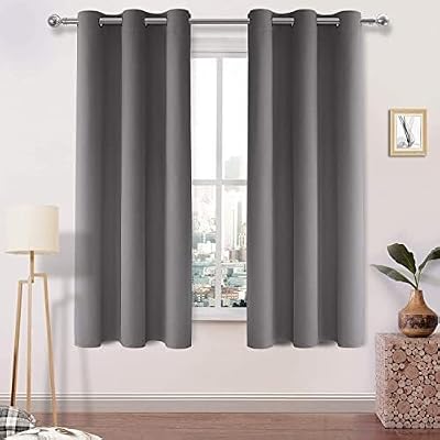 DWCN Blackout Curtains Eyelet Grey 46x54 2 Panels Thermal Insulated