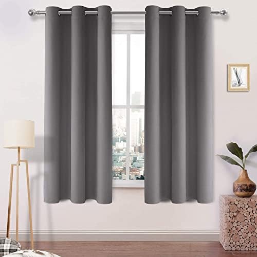 DWCN Blackout Curtains Eyelet Grey Bedroom Thermal Insulated Curtains for Living Room 46 x 54 Inch 2 Panels