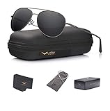 LUENX Men Women Aviator Sunglasses Polarized Non-Mirrored Grey Lens Metal Frame UV 400 Protection