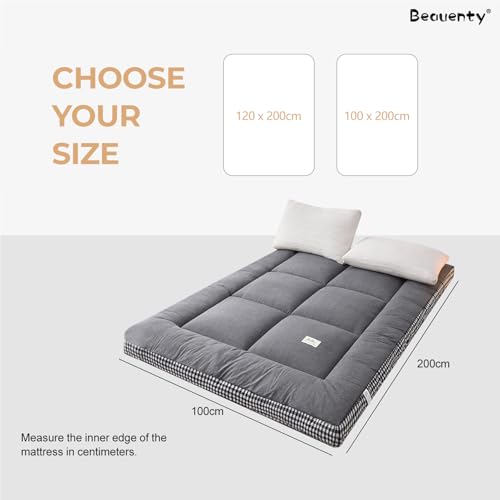 Beauenty Japanese Floor Mattress Futon Mattress, 100x200cm Floor Mattress for Adults, Roll Up Dormitory Mattress Pad, Sleeping Pad, FoldableMattress, Tatami Mat (Grey, 100×200cm)