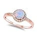 Blue Apple Co. Halo Accent Engagement Ring Round Lab Created White Opal Pink Rose Tone Plated 925 Sterling Silver