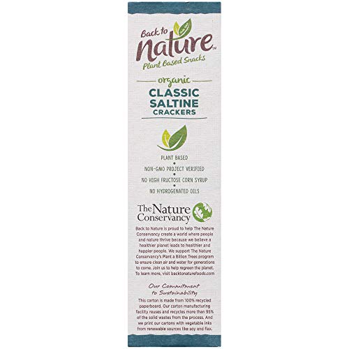BACK TO NATURE ORGANIC SALTINE CRACKERS – DAIRY FREE, NON-GMO, MADE WITH WHEAT FLOUR & SEA SALT, DELICIOUS & QUALITY SNACKS – 7 OUNCE