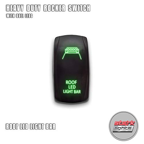 ROOF LED LIGHT BAR – Green – STARK 5-PIN Laser Etched LED Rocker Switch Dual Light – 20A 12V ON/OFF