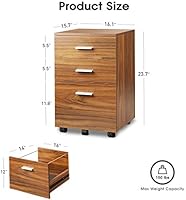 Amazon Com Devaise 3 Drawer Wood Mobile File Cabinet Rolling Filing Cabinet For Letter A4 Size Walnut Office Products