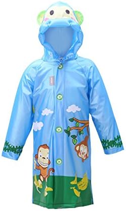 lldeal Kids Rain Jacket Waterproof Hooded Coat Outwear Raincoat-Blue-M