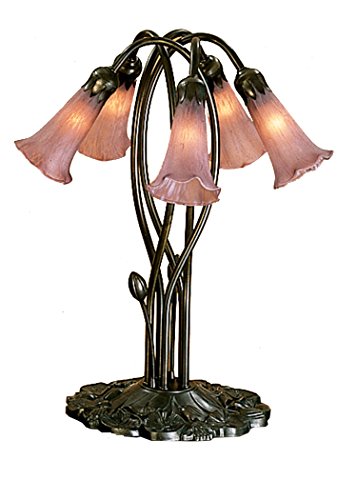 Meyda Tiffany 15127 Pond Lily 5 Light Accent Lamp, 16.5" Height, Lavender