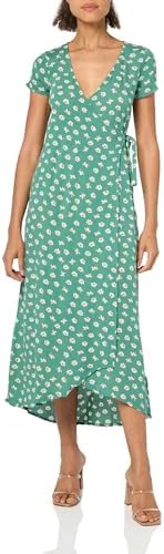Lands' End Women's Cotton Modal Vneck Wrap Midi Dress X-Small Frosted Green  Flower Patch at Amazon Women's Clothing store