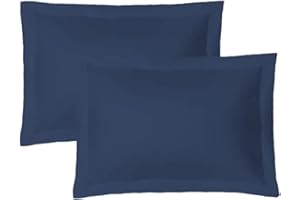 iMaylex Soft and Breathable 100% Egyptian Cotton Envelope Pillow Shams, Silk Like and Cozy Decorative Pillow Covers, Set of 2, Navy Blue, Standard