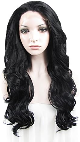 Synthetic Lace Front Wig Long Body Wave Black (22inch, Black)