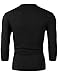 H2H Mens Basic Casual Slim Fit Henley T-shirt 3/4Sleeves BLACK US XL/Asia 2XL (CMTTS0194)
