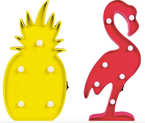 Tropical Flamingo and Pineapple Table Kitsch Lamp LED Light Night Table Lamp