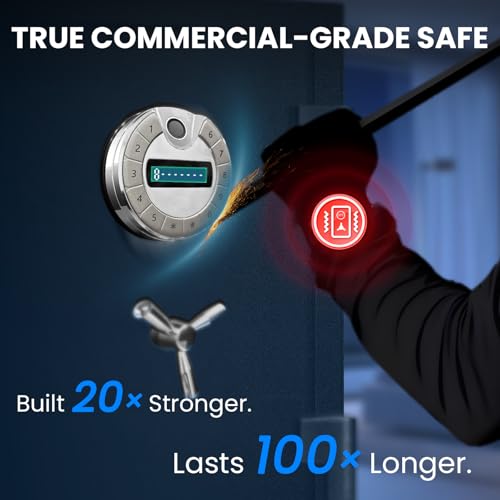 6.0 CuFt Large Fireproof Safe with Biometric Access– Reinforced Steel Body (Over 90LB), Dual Adjustable Shelves, LCD Display & Heat-Sealing Fire Gasket for Home Security